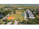 Aerial view showcasing community sports facilities, including baseball fields and basketball court, surrounded by green spaces at 509 Klein St, Mount Pleasant, SC 29464