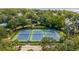 Aerial view of three well-maintained tennis courts with green surroundings, offering a recreational amenity at 509 Klein St, Mount Pleasant, SC 29464