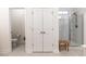 Bathroom features a glass shower, white cabinets and contemporary fixtures at 558 Pendleton Dr, Moncks Corner, SC 29461
