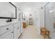 Bathroom boasting dual vanities, modern black fixtures, and a glass shower at 558 Pendleton Dr, Moncks Corner, SC 29461