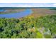 Beautiful aerial view of the home nestled among trees with a river view in the background at 7074 W Constellation Dr, North Charleston, SC 29418