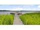 Scenic view of a private dock with a boat, surrounded by lush green vegetation at 7074 W Constellation Dr, North Charleston, SC 29418