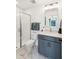 Updated bathroom with glass shower and sleek gray vanity at 725 Maynard Ln, Summerville, SC 29486