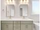 Modern bathroom featuring double sinks, granite countertops, and stylish gold fixtures at 770 Maynard Ln, Summerville, SC 29486