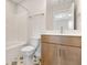 Well-lit bathroom featuring modern vanity with hard surface countertop, a toilet and bathtub at 770 Maynard Ln, Summerville, SC 29486