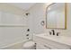 Bright bathroom with subway tile shower and modern vanity at 1001 Waterwood Dr, Goose Creek, SC 29445