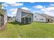 Well-maintained backyard and screened in porch with lush lawn and surrounding houses at 117 Palfrey Dr, Ridgeville, SC 29472