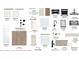Design board showcasing kitchen and bathroom materials including cabinets, hardware, backsplash, counters, and paint colors at 1183 Reserve Ln, Awendaw, SC 29429