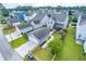 Aerial view of a home with detached garage and fenced backyard at 1726 Winfield Way, Charleston, SC 29414