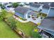 Aerial view of backyard with patio, pergola, and lush landscaping at 1726 Winfield Way, Charleston, SC 29414