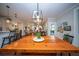 Dining area features a wooden table with black chairs, modern light fixture, and seamless flow to the living spaces at 1726 Winfield Way, Charleston, SC 29414