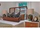 Close up on this stylish bedroom showing headboard with decorative pillows and nightstand with light at 2608 Seymour Ave, North Charleston, SC 29405