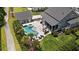 Aerial view of home with a pool, spa, patio, and well-maintained landscaping in a desirable neighborhood at 2879 River Vista Way, Mount Pleasant, SC 29466