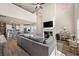 Bright open floor plan with living room, kitchen and dining area, featuring tall ceilings and modern finishes at 291 Lucca Dr, Summerville, SC 29486