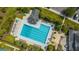 Aerial view of the community pool and clubhouse with a large lap pool and plenty of lounge chairs at 2997 Sturbridge Rd, Mount Pleasant, SC 29466