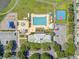 Overhead shot of community amenities: clubhouse, pool, playground, basketball court, parking and landscaped grounds at 312 Germander Ave, Summerville, SC 29483