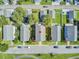 Birds eye view of tidy homes with manicured lawns in a well-maintained neighborhood with mature shade trees at 312 Germander Ave, Summerville, SC 29483