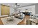Open-concept living room with hardwood floors, modern decor, and seamless flow to the kitchen at 3224 Hatchway Dr, Mount Pleasant, SC 29466