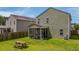 Backyard with fenced-in porch, picnic table, and well-maintained lawn at 339 Iveson Rd, Summerville, SC 29486