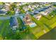 Aerial view of a neighborhood featuring homes with backyards, in-ground pools, and a pond at 404 Topcrest Ln, Moncks Corner, SC 29461