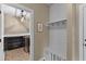 Functional mud room with a bench, coat hooks, and cubbies for organized storage at 404 Topcrest Ln, Moncks Corner, SC 29461
