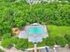 An aerial view of the community pool showcases abundant seating, landscaping, and parking at 412 Beverly Dr, Summerville, SC 29485