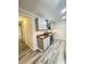 Modern kitchen featuring grey cabinets, stainless steel appliances, and wood countertops at 449 Estates Dr, Walterboro, SC 29488