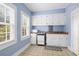 Vintage kitchen featuring blue walls, white cabinets, and lots of natural light at 4626 O'Hear Ave, North Charleston, SC 29405