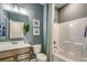 Bathroom featuring a vanity with framed mirror, and a shower/tub combo at 464 White Magnolia St, Moncks Corner, SC 29461