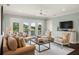 Comfortable living room featuring a ceiling fan, TV and seating with outside views at 55 Seagrass Ln, Isle of Palms, SC 29451