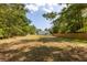View of house, shed and fenced backyard from the wooded rear of the property at 7986 Highway 162, Hollywood, SC 29449