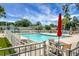 Inviting community pool area with ample seating, umbrellas, and well-maintained landscaping at 8800 Dorchester Rd # 2004, North Charleston, SC 29420