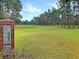 Scenic golf course tee box with course marker and lush green fairway at 112 Riviera Dr, Summerville, SC 29483