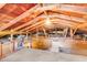 Unfinished attic space showcasing exposed wood beams and the home's infrastructure at 131 Wedgewood Cir, Goose Creek, SC 29445