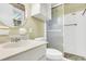Bathroom with neutral colored sink, matching toilet, and a glass shower at 131 Wedgewood Cir, Goose Creek, SC 29445