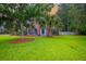 Well-maintained front yard with vibrant green grass and mature trees providing shade and curb appeal at 138 Shadowmoss Pkwy, Charleston, SC 29414