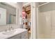 Bathroom featuring updated vanity, sink, mirror and shower/tub at 150 Riverbend Ln, Ridgeville, SC 29472