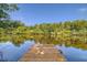 A picturesque dock extends into the tranquil water, surrounded by lush trees at 150 Riverbend Ln, Ridgeville, SC 29472