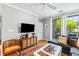 Cozy living room features a ceiling fan, television, stylish furniture, and a sunlit window at 1600 Long Grove Dr # 1115, Mount Pleasant, SC 29464