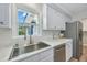 Kitchen sink with stainless steel appliances, white countertops, and view of the back yard at 204 Foxborough Rd, Goose Creek, SC 29445