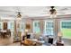 Bright living room with large windows, ceiling fans, and comfortable seating for relaxing and entertaining at 2226 Arthur Rose Ln, Johns Island, SC 29455