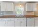 A well-lit kitchen showcases a double sink, white cabinets, and wood countertops at 250 W Medina St, Summerville, SC 29483