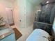 Luxurious bathroom with soaking tub, tiled shower, and modern vanity at 2725 Starfish Dr, Johns Island, SC 29455