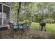 Outdoor patio area with comfortable seating, a grill, and a view of the lush backyard at 3525 E Higgins Dr, Mount Pleasant, SC 29466