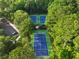 Aerial view of tennis courts surrounded by lush greenery and convenient parking at 3525 E Higgins Dr, Mount Pleasant, SC 29466