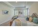 Spacious bedroom with trey ceiling, carpet, and three shuttered windows bringing in natural light at 420 Oak View Way, Summerville, SC 29483
