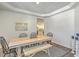 Dining room features a rustic wood table with bench and four chairs at 420 Oak View Way, Summerville, SC 29483