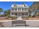 Charming two-story home with a covered front porch, American flag, and manicured garden at 420 Oak View Way, Summerville, SC 29483