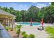 Relaxing community pool with ample seating, lush landscaping, and serene atmosphere at 5394 Clairmont Ln, North Charleston, SC 29420