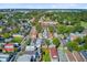 Scenic aerial view of a neighborhood with colorful rooftops, mature trees, and a shopping center nearby at 6 Dewey St, Charleston, SC 29403